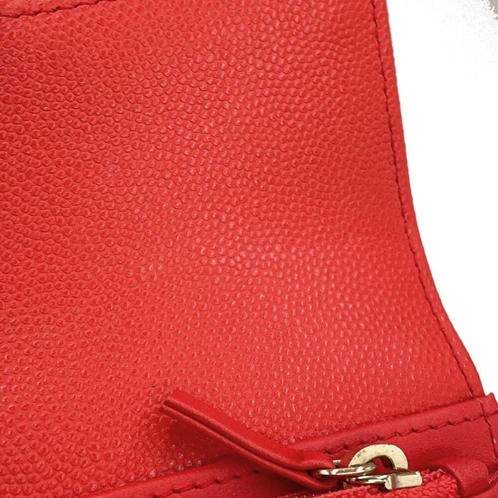 CHANEL Authentic Red Caviar Leather Logo Wallet - Picture 10 of 16
